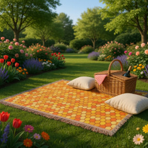 Warm & Cozy Bee-Inspired Honeycomb Fleece Blanket