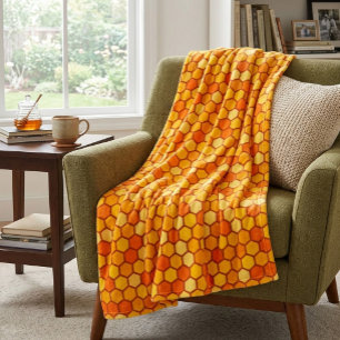 Warm & Cozy Bee-Inspired Honeycomb Fleece Blanket