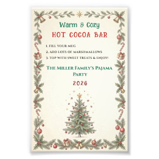 Warm & Cozy Christmas Hot Cocoa Bar Party Sign