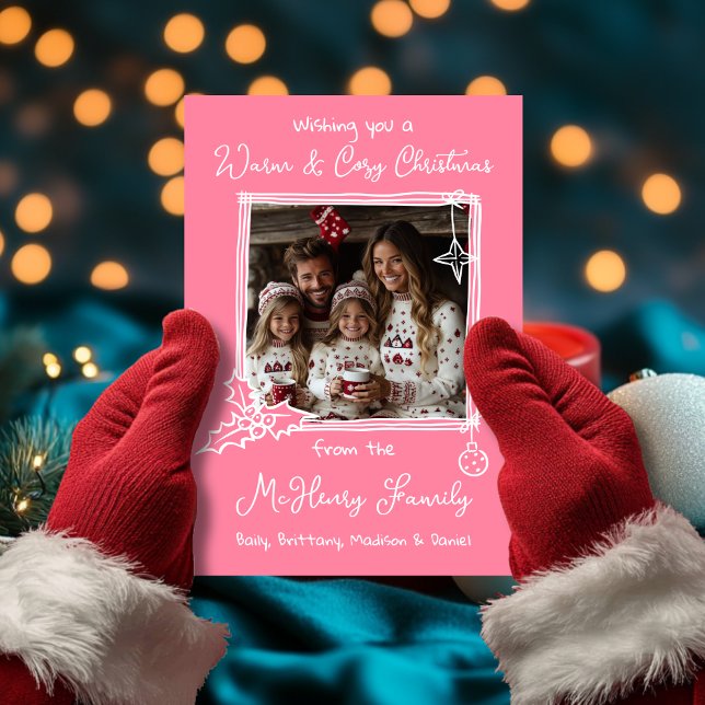 Warm & Cozy Hand Drawn Doodle Photo Christmas Card (Creator Uploaded)