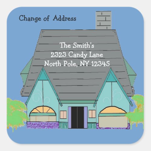 Warm Cozy House Change of Address Square Sticker