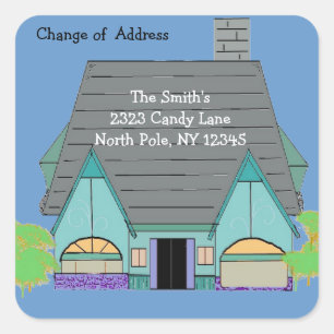 Warm Cozy House Change of Address Square Sticker