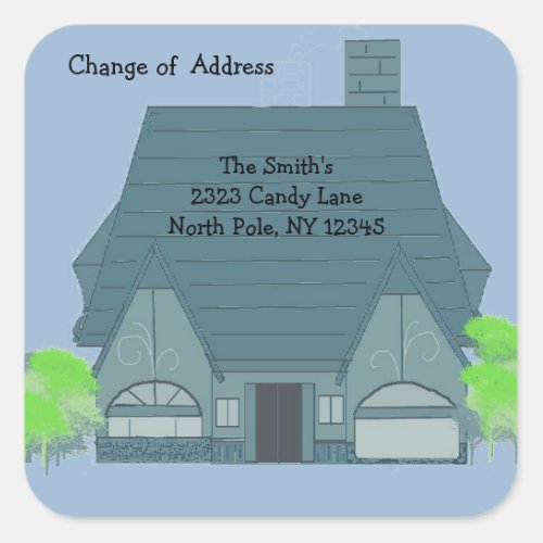 Warm Cozy House Change of Address Square Sticker