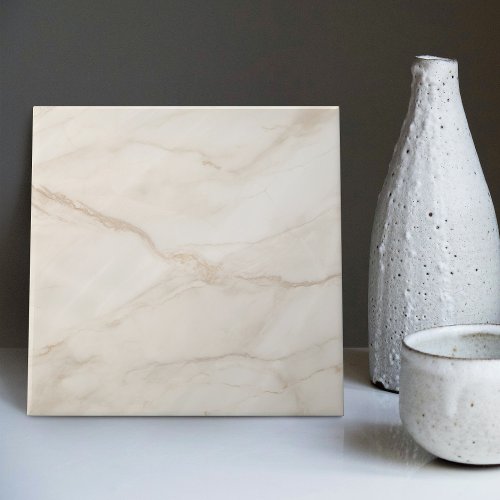 Warm Cream Elegance Faux Marble Luxury Ceramic Tile