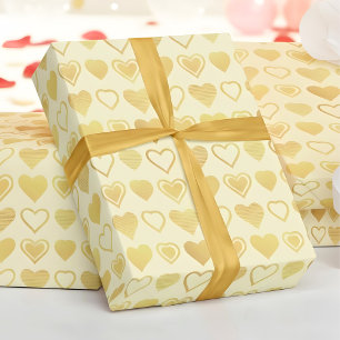 Warm Cream Minimal Hearts Valentine Gift Wrapping Paper