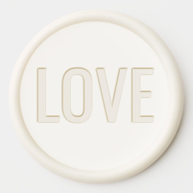 Warm Cream Minimalist Love Stamp Wax Seal Sticker (Front)
