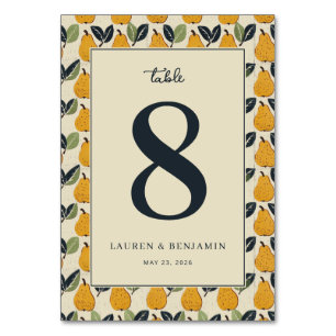 Warm Cream Pear Illustration Table Number