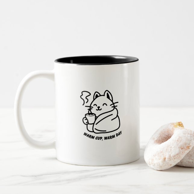 Warm Cup, Warm Day – Cute Cozy Cat Mug (With Donut)