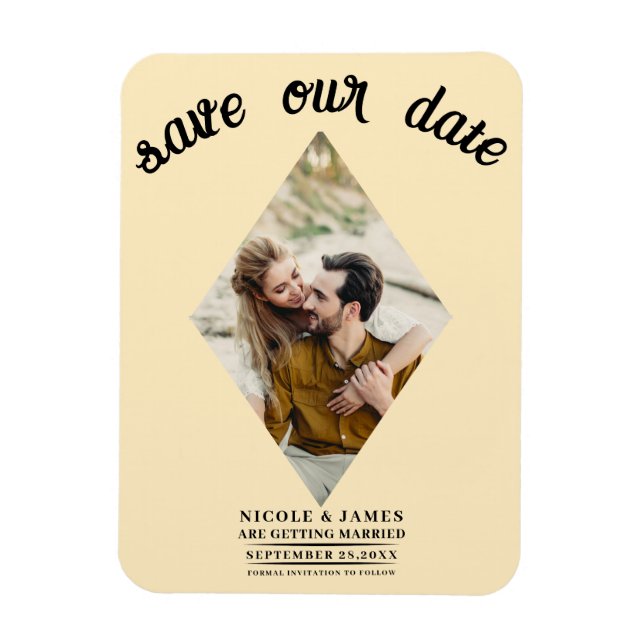 Warm Custard Photo Wedding Save the Date Magnet (Vertical)