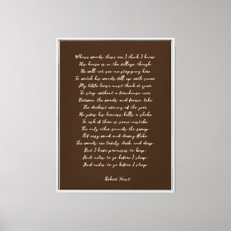 Warm Dark Brown Custom Poem Print on Canvas 