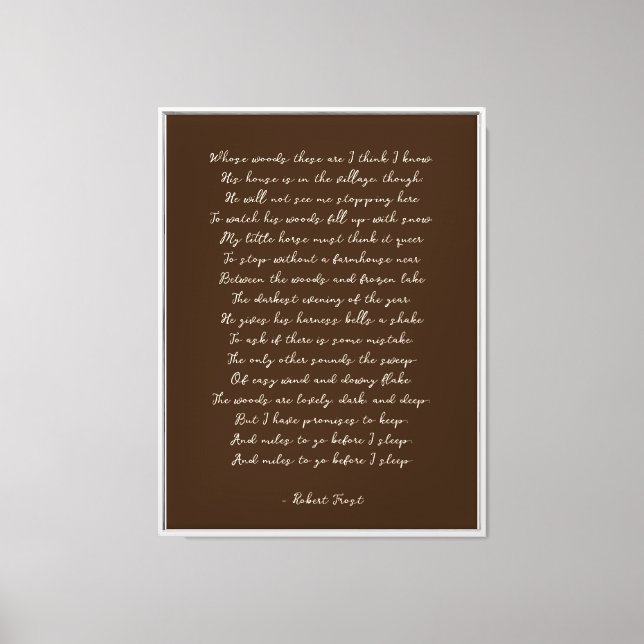Warm Dark Brown Custom Poem Print on Canvas  (Front)