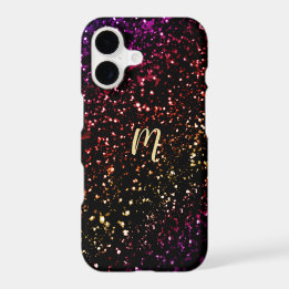 Warm Dark Rainbow Glitter Monogram iPhone X Case