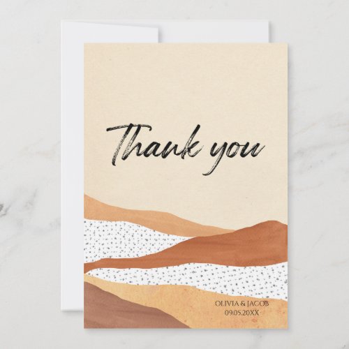 Warm desert  Boho wedding Thank you card