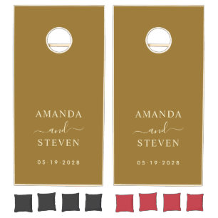 Warm Desert Couple Names with Wedding Date Cornhole Set