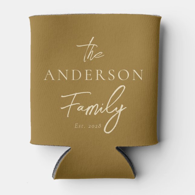 Warm Desert Hand Written Family Name Can Cooler (Front)