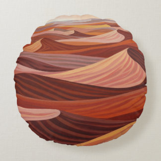 Warm Desert Landscape - Scenic Art Print Round Pillow