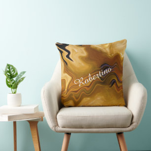 Warm Desert Tones Abstract - Personalize Name Throw Pillow
