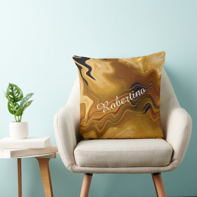 Warm Desert Tones Abstract - Personalize Name Throw Pillow (Chair)