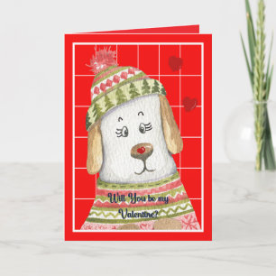 Warm Doggie Valentine Letterpress Thank You Card