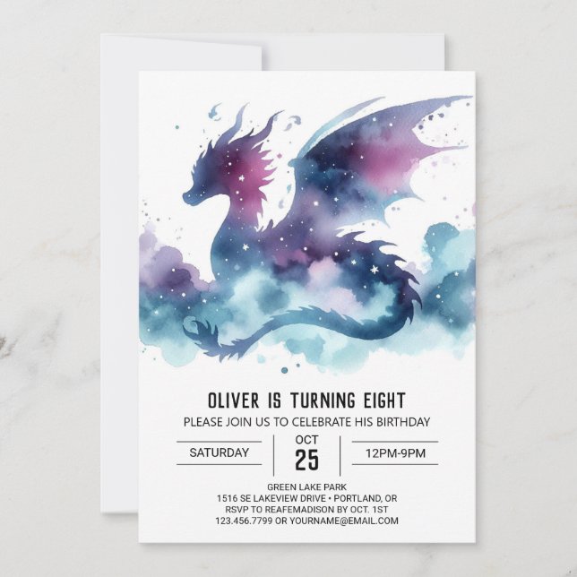 Warm Dragon Birthday Custom Invitation (Front)