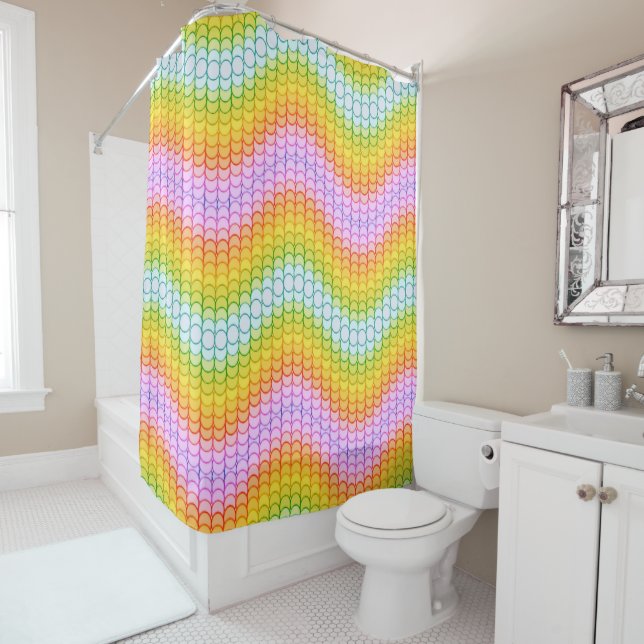 Warm Dragon Scales Shower Curtain (In Situ)