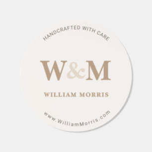Warm Earth Camel Brown Business Logo Monogram Classic Round Sticker