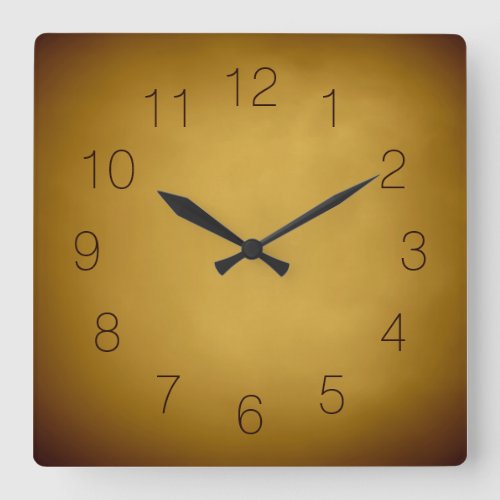 Warm Earth Colors Gold Yellow Ocher Rich Red Brown Square Wall Clock