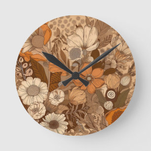 Warm Earth Tone Bohemian Wall Clock