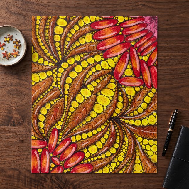 Warm Earthy Abstract Botanical Mindfulness Jigsaw Puzzle (Creator Uploaded)