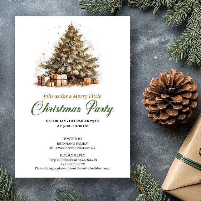 Warm Earthy Colors Christmas Tree Holiday Invite (Warm Earthy Colors Christmas Tree Holiday Invite)