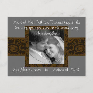 Warm Earthy Hues Golden Yellow Gray Black Wedding Invitation Postcard