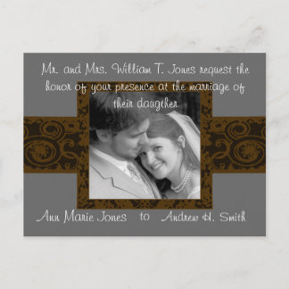 Warm Earthy Hues Golden Yellow Gray Black Wedding Invitation Postcard