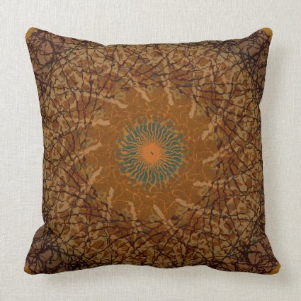 Warm Earthy Mandala Intricate Boho Pattern Throw Pillow
