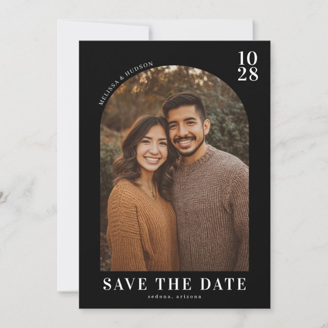 Warm Earthy Modern Photo Save The Date (Front)