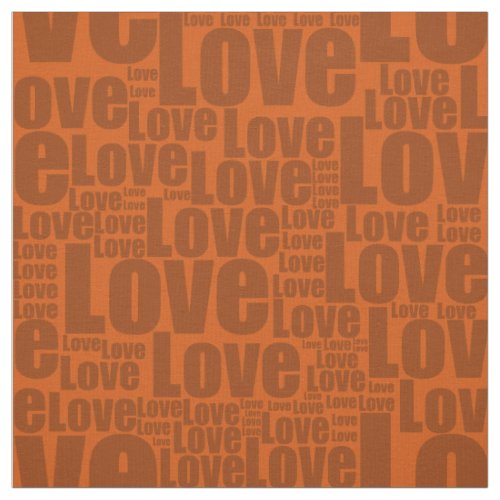 Warm Earthy Orange Love Typography Pattern  Fabric