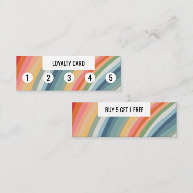 Warm Earthy Rainbow Minimalist Handmade Stripes  Loyalty Card (Front/Back)
