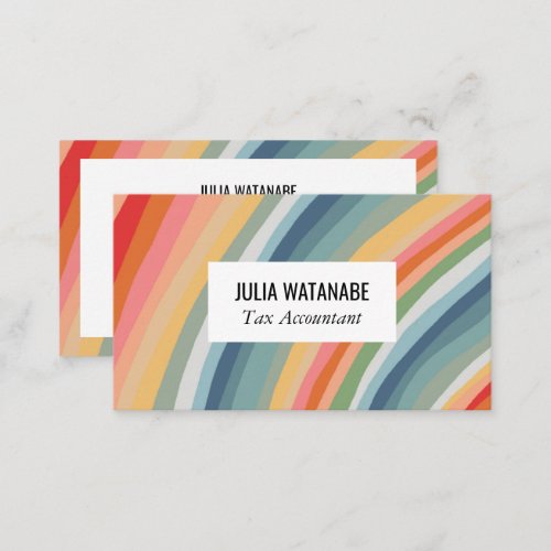 Warm Earthy Rainbow Minimalist Stripes Social Icon Business Card
