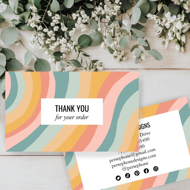 Warm Earthy Rainbow Thank You Stripes Social Icon Business Card (Warm Earthy Rainbow Thank You Stripes Social Icon Business Card
)
