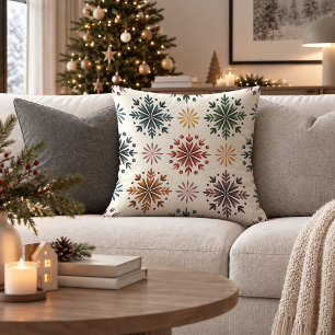 Warm Earthy Scandinavian Snowflake Pillow Decor