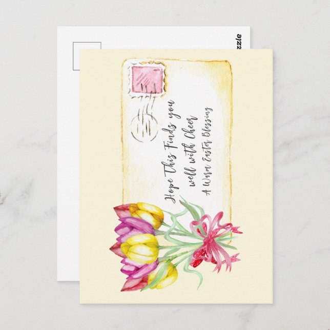 Warm Easter Blessing Tulips | Postcard (Front/Back)