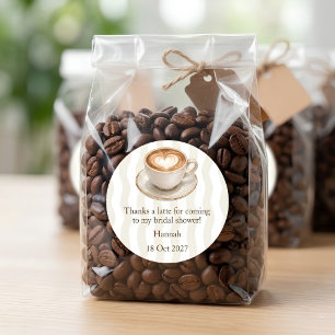 Warm Editorial Thanks A Latte Favor Sticker