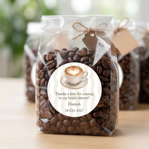 Warm Editorial Thanks A Latte Favor Sticker