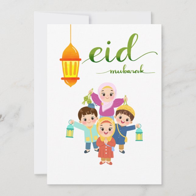 Warm Eid Celebration Design Holiday Card (Front)