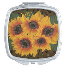Warm Elegant Monogram Soulful Sunflower Art