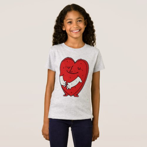 Warm Embrace Cartoon Holding a Heart T_Shirt
