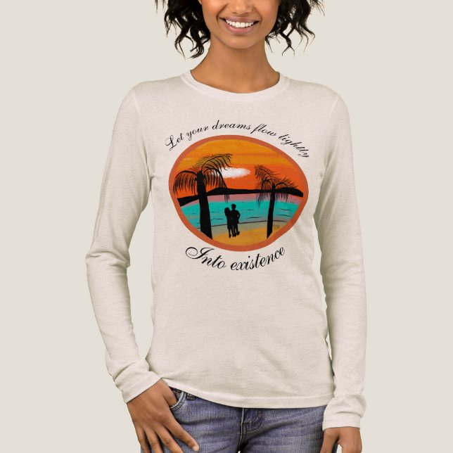Warm Embrace: Sunset Silhouette Design T-Shirt Tri-Blend Shirt (Front)