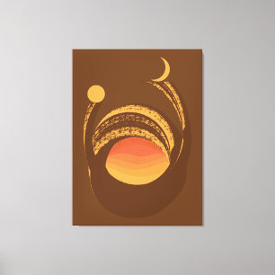 Warm Energy Sun and Moon Duality Abstract Canvas Print