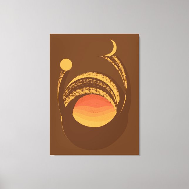 Warm Energy Sun and Moon Duality Abstract Canvas Print (Front)
