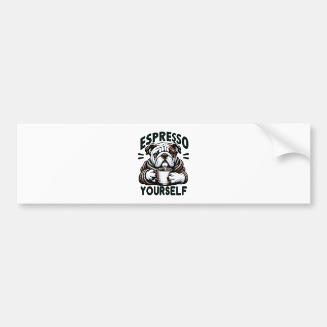 Warm Espresso Bulldog - Cozy Coffee  Bumper Sticker (Front)