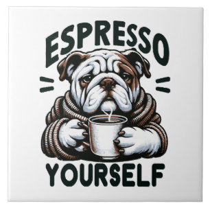 Warm Espresso Bulldog - Cozy Coffee Ceramic Tile